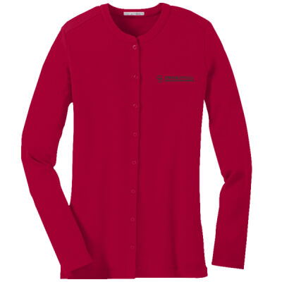 LM1008 | Red | Embroidered Strata - Women's Concept Stretch Button Front Cardigan Thumbnail